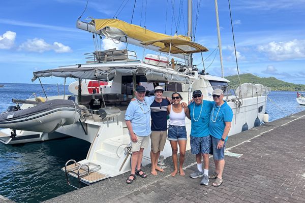 A happy crew on Society Islands charter