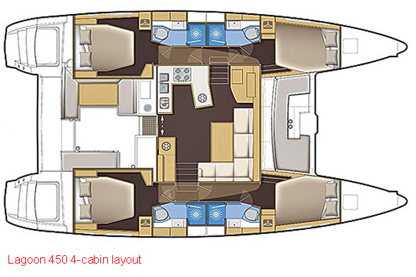 Lagoon 450 - 4 Cabin Layout