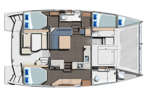 Leopard 40 3-cabin layout