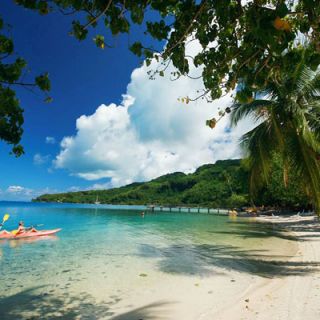 Beach at Le Mahana, Huahine