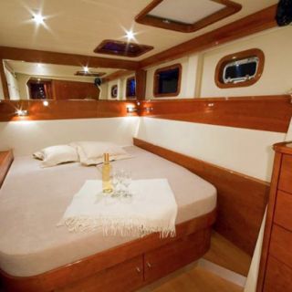 Guest cabin on a larger crewed catamaran