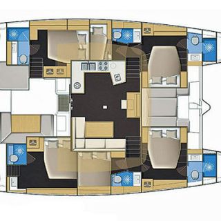 6-cabin layout on the Lagoon 52