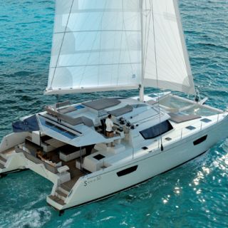 Large charter cat the Saba 50 under sail