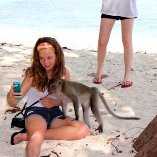 Company on the beach for a selfie