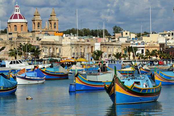 Traditional luzzu fishing boats, Marsaxlokk