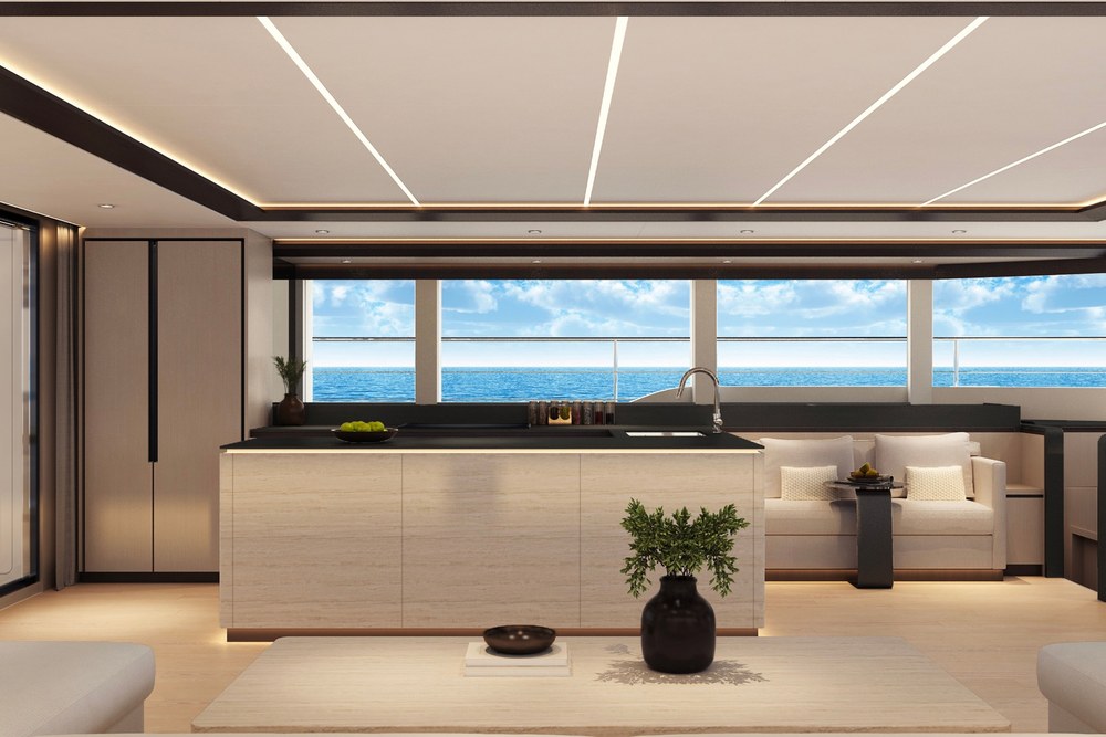 Heysea 80 saloon galley