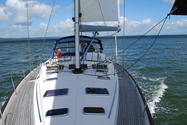 Beneteau 57 deck from forward