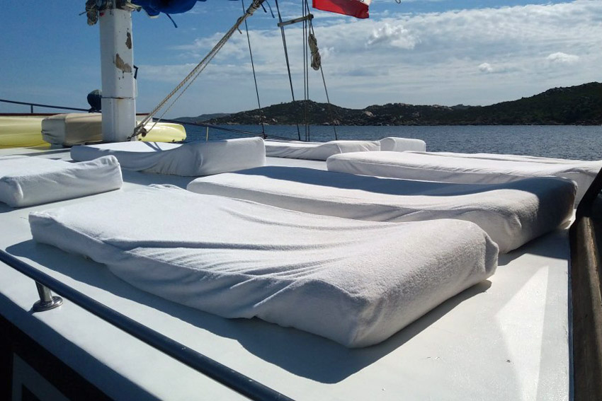 Main deck sunbeds on Atlantik III