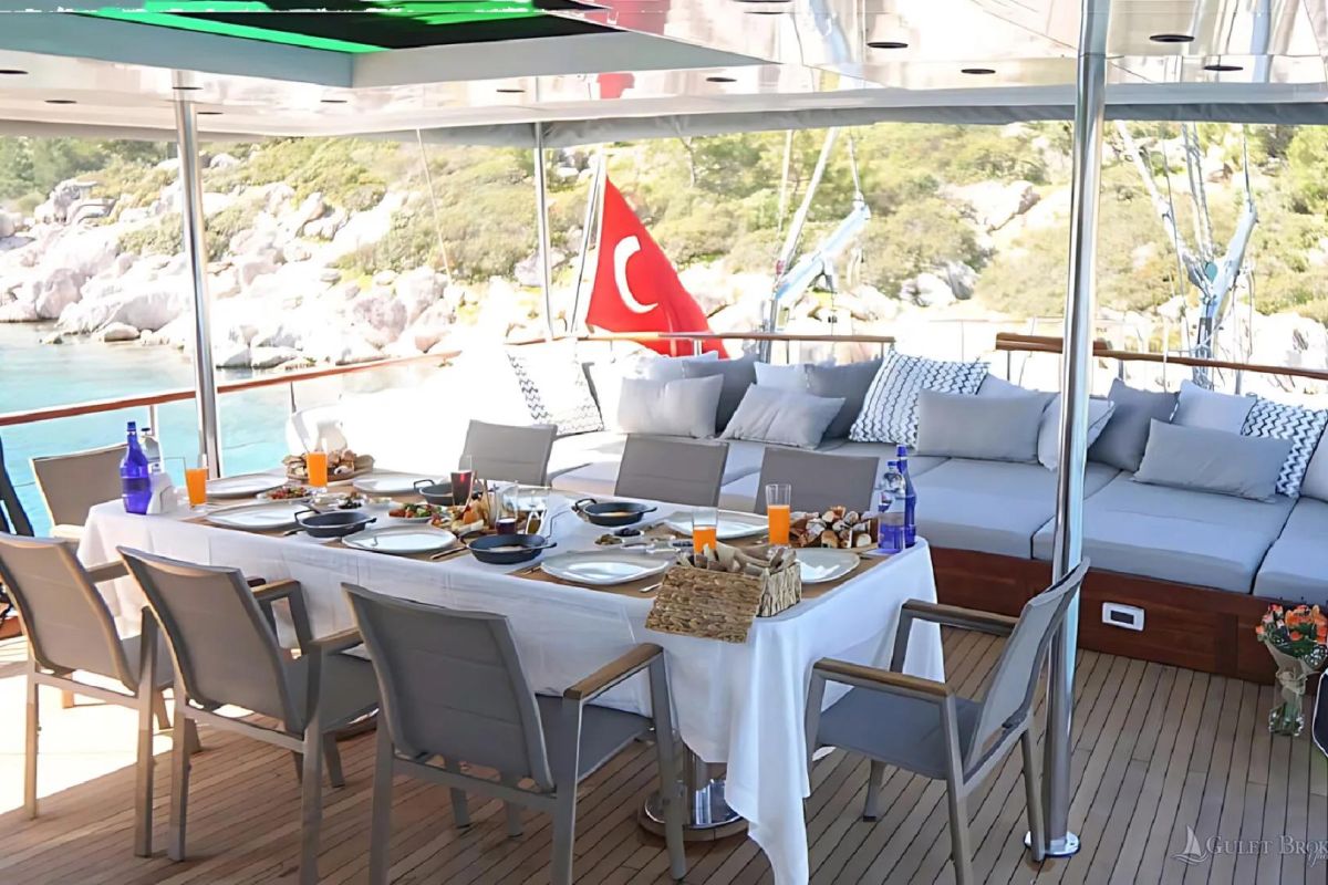 Gulet Motto af deck dining space