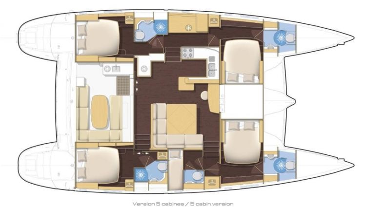 Lagoon 500 - 'Parbleu' - Layout