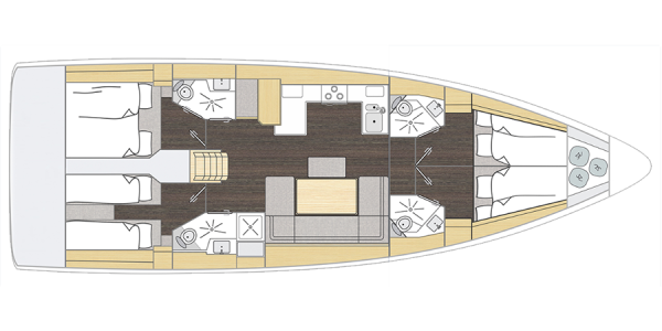 Bavaria C46 layout - 4 cabins