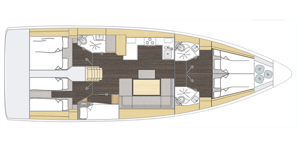 Bavaria C46 layout - 5cabins