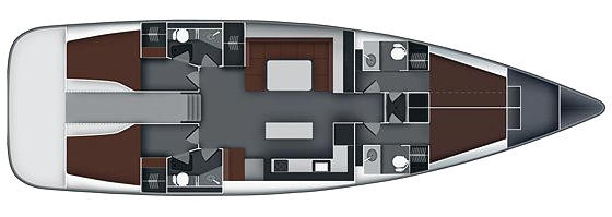 Bavaria 55 - 4 Cabin Layout