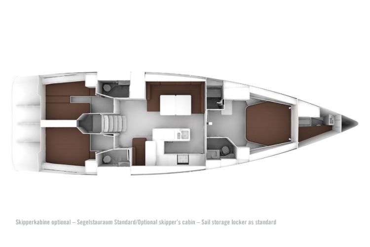 Bavaria 56 Layout - 5+1 cabin