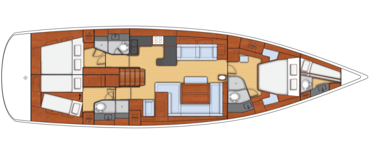 Oceanis 60 - 3+1 Cabin Layout