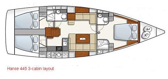 Hanse 445 - 3 Cabin Layout