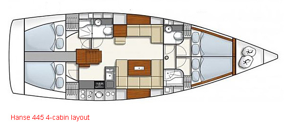 Hanse 445 - 4 Cabin Layout