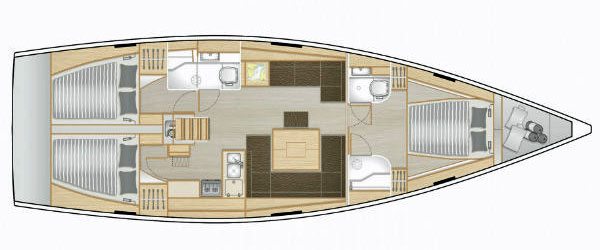 Hanse 458 layout 3 cabin