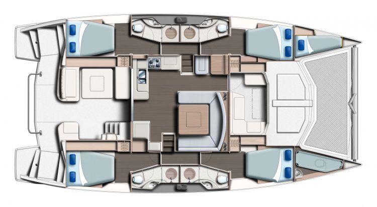 Leopard 48 - 3+2 Cabin layout