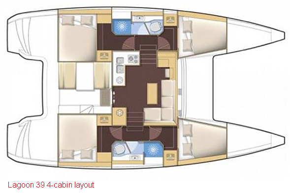 Lagoon 39 - 4 Cabin Layout