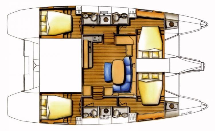 Lagoon 420 4 Cabin Layout