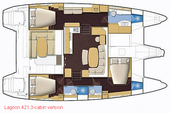 Lagoon 421 - 3 Cabin Layout