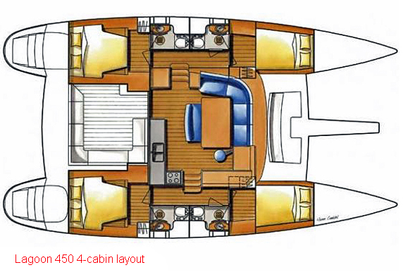 Lagoon 440 - 4 Cabin Layout