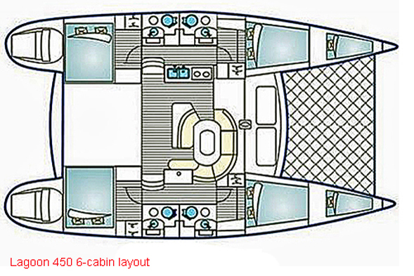 Lagoon 450 - 6 Cabin Layout