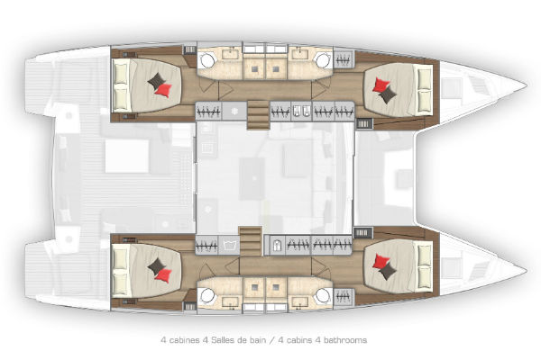 Lagoon 50 - 4 Cabin Layout