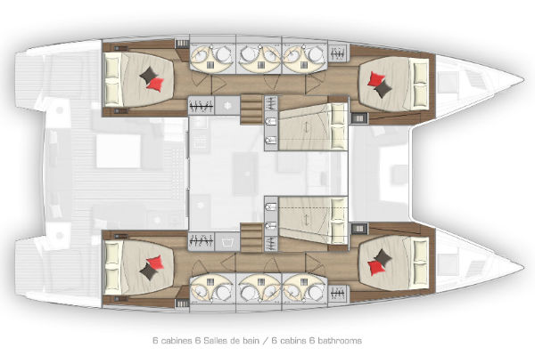 Lagoon 50 - 6 Cabin Layout