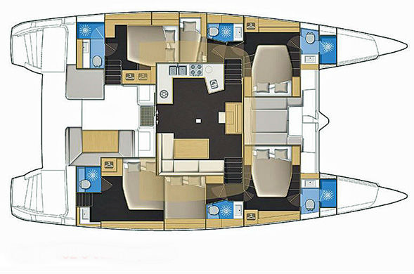 Lagoon 52 - 6 Cabin Layout