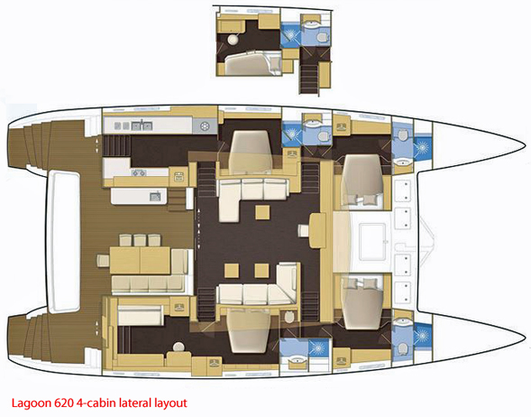 Lagoon 620 - 4 Cabin Layout