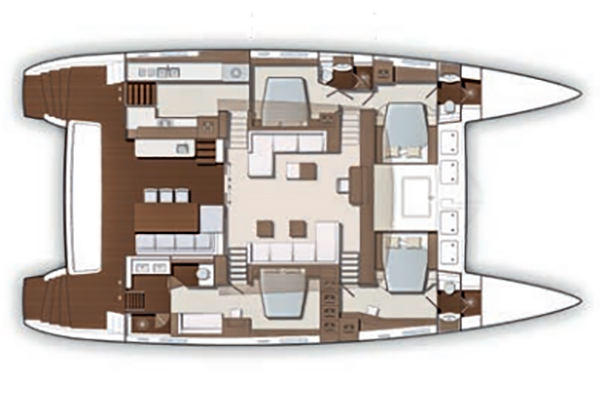 Lagoon 630 MY 4-cabin layout