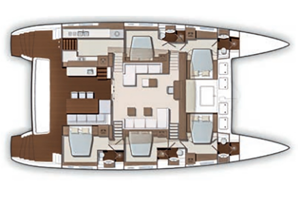 Lagoon 630 MY 5-cabin layout