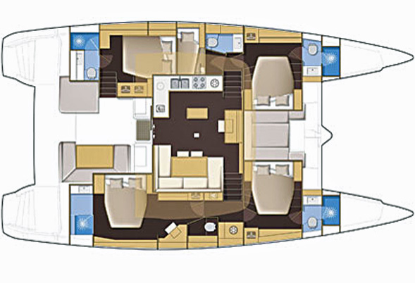 Lagoon 52 - 5 Cabing Layout