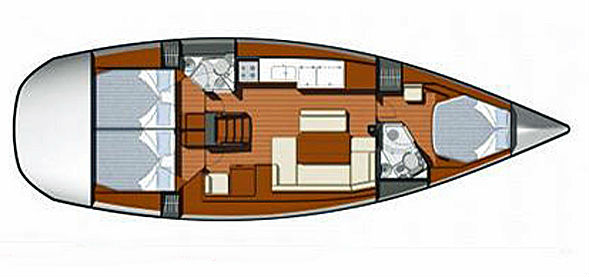 Sun Odyssey 44i  - 3 Cabin Layout