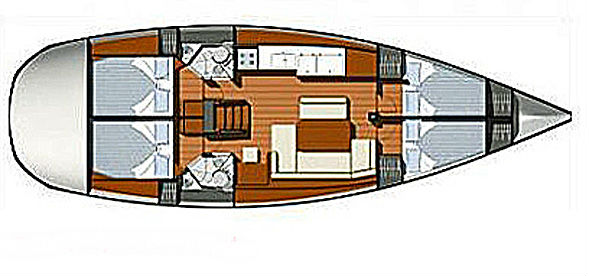 Sun Odyssey 44i  - 4 Cabin Layout