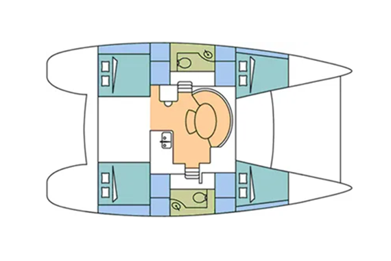 Lagoon 380 4-cabin layout